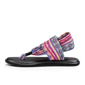 SANUK Women's Yoga Sling 2 Sandals in magenta multi stripe size 9